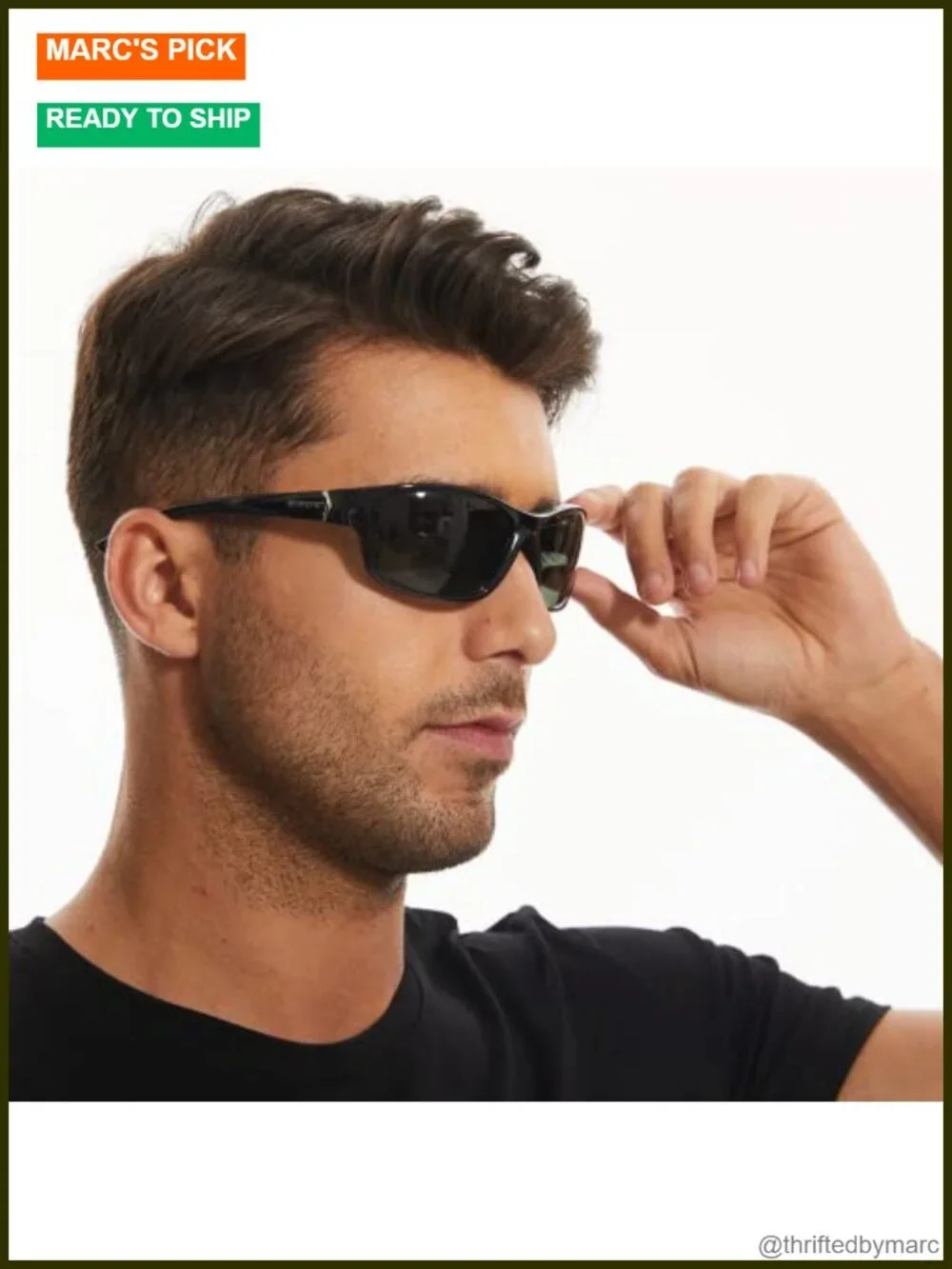 Polarized Corning Glass Lens Sunglasses for Men Wrap Around Driving